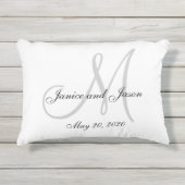 Mariage de monogramme blanc gris Coussin (Devant)