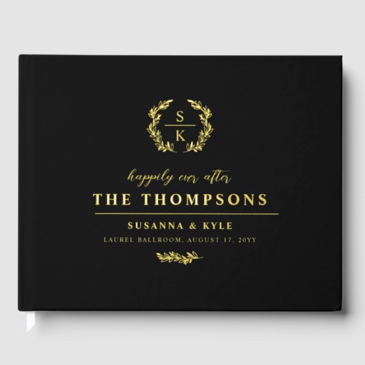 Mariage de monogramme de couronne Black Gold Laure (Recto)