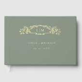 Mariage de monogramme de la crête botanique verte  (Recto)