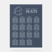 Mariage de Monogramme de la Marine Blue Leafy Cres (Recto)