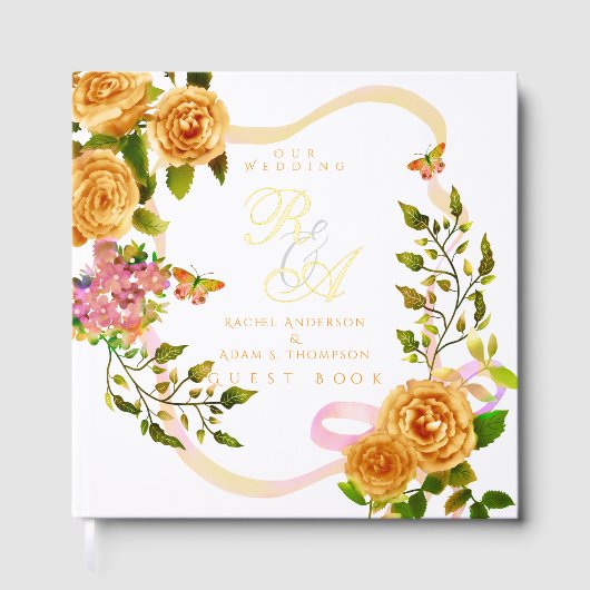Mariage de monogramme de ruban Rose d'or (Recto)