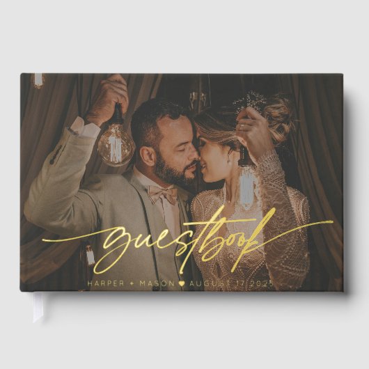 Mariage de monogramme de script élégant de photo m (Recto)