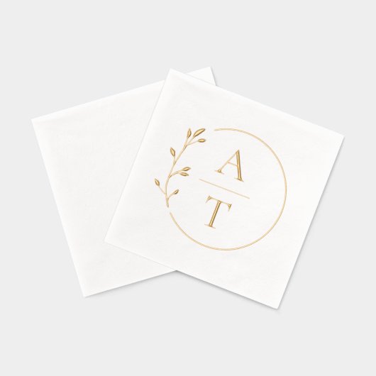 Mariage de monogramme Élégant de feuillage simple (Verso)