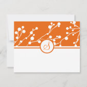 Mariage de monogramme floral orange et blanc RSVP (Dos)