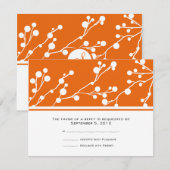 Mariage de monogramme floral orange et blanc RSVP (Devant / Derrière)