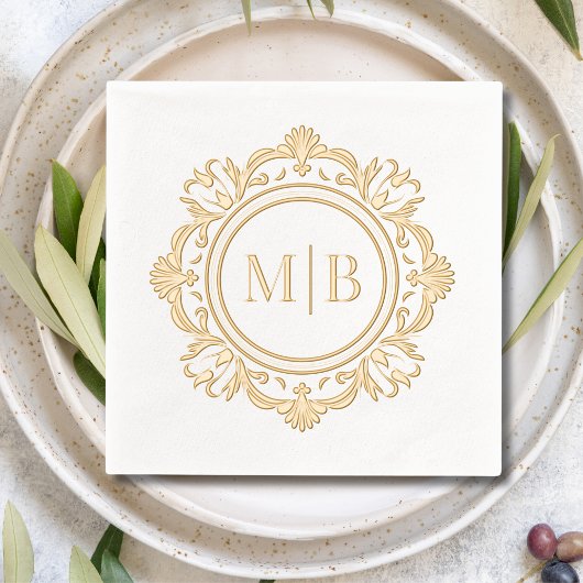 Mariage de monogramme floral orné personnalisé