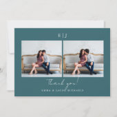 Mariage de monogramme Merci photo Turquoise (Devant)