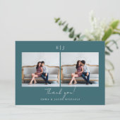 Mariage de monogramme Merci photo Turquoise (Debout devant)