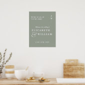 Mariage de Monogramme moderne Sage Green Affiche d (Cuisine)