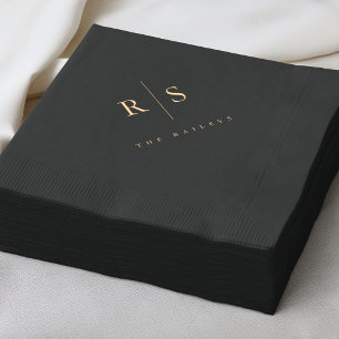 Mariage de monogramme noir et or classique