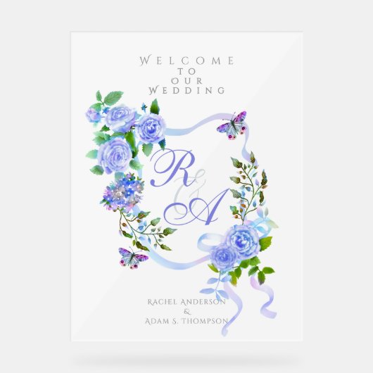 Mariage de monogramme Rose bleu (Recto)