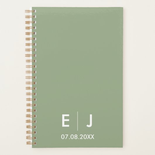 Mariage de monogramme vert et blanc Sage (Devant)