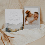 Mariage de montagne Enregistrer la date Invitation<br><div class="desc">Il s'agit d'un mariage de montagne enregistrer l'invitation à la date avec une belle scène de chute d'aquarelle de montagne et un élégant appariement de police. Modifiez la plupart des* mots et toutes les couleurs sauf la couleur de la scène de montagne aquarelle. * les mots "et" et "réception à...</div>