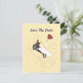 Mariage de motard, carte de sauvegarde de date (Debout devant)