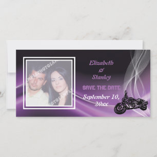 Mariage de motards violets Sauvez la date carte ph