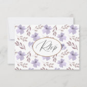 Mariage de Motif de fleurs violettes joli RSVP (Devant)