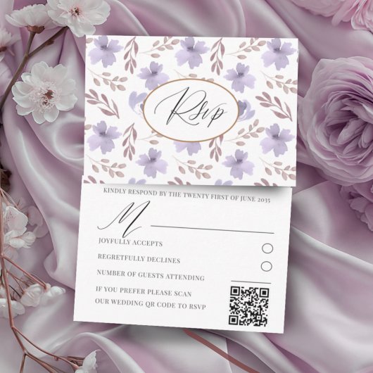Mariage de Motif de fleurs violettes joli RSVP