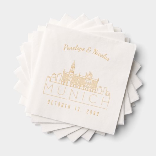 Mariage de Munich personnalisées Napkins Gold Foil (Insitu (empilé))