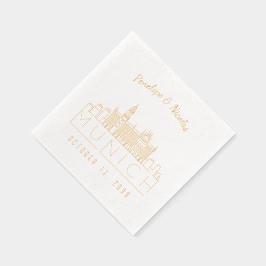 Mariage de Munich personnalisées Napkins Gold Foil (Droite)