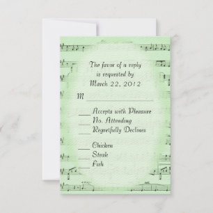 Mariage de musique Green RSVP avec menu