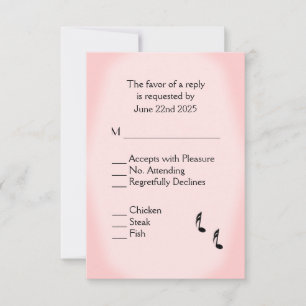 Mariage de musique rose RSVP Menu Choix