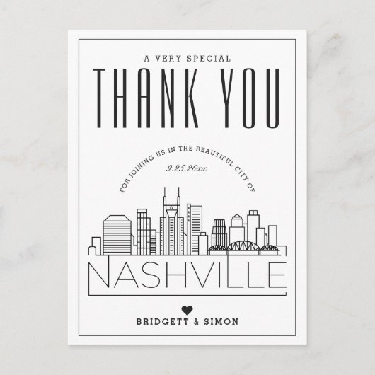 Mariage de Nashville | Merci de venir ! Carte post (Devant)