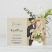 Mariage de neige beige Invitations avec photo (Debout devant)