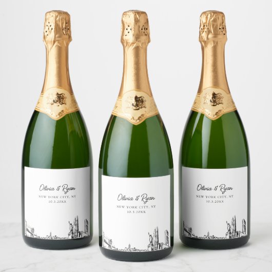 Mariage de New York Étiquette Champagne (Bouteilles)