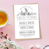 Mariage de New York | Invitation Skyline stylisée