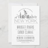 Mariage de New York | Invitation Skyline stylisée (Devant)
