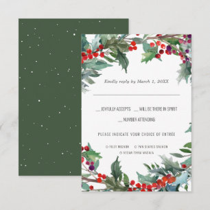 Mariage de Noël Aquarelle RSVP avec choix de rep