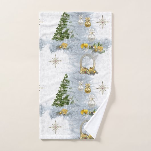 Mariage de Noël blanc Répétition design (Serviette à main)