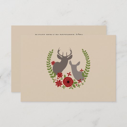 Mariage de Noël de cerfs de fleurs RSVP (Devant / Derrière)