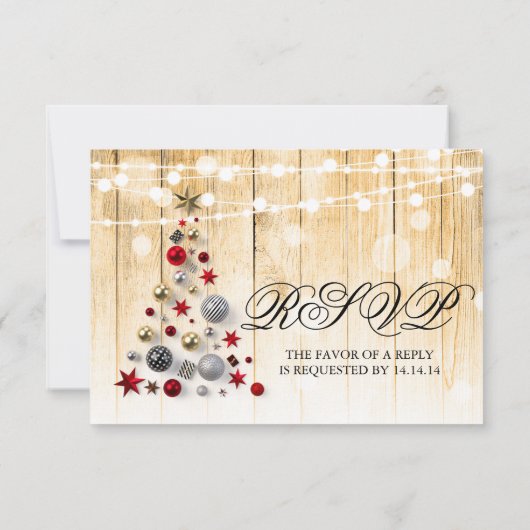 Mariage de Noël festif RSVP Tree Lights Ruban (Dos)