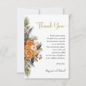 Mariage de Noël Floral d'hiver Carte de remercieme (Devant)