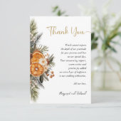 Mariage de Noël Floral d'hiver Carte de remercieme (Debout devant)