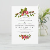 Mariage de Noël Floral Holly Aquarelle Invitation (Debout devant)