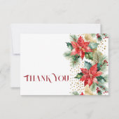 Mariage de Noël hivernal poinsettia or merci (Devant)