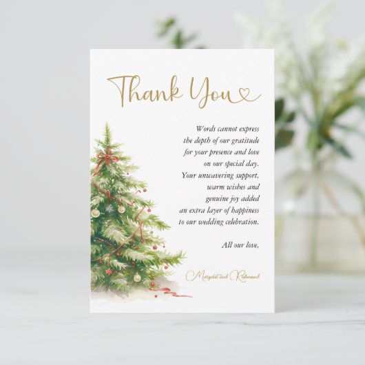 Mariage de Noël Moderne Élégant Carte de remerciem (Debout devant)