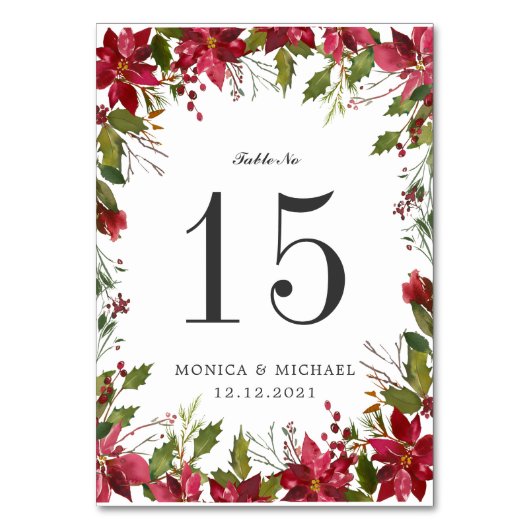 Mariage de Noël Numéro de table personnalisé (Dos)