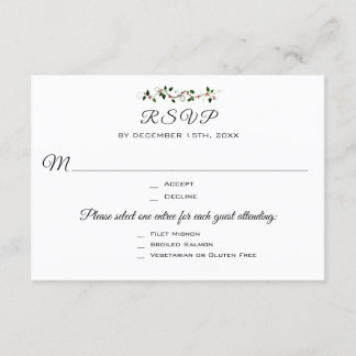 Mariage de Noël ou événement 3 Entree réponse RSVP
