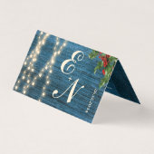 Mariage de Noël Rustique Blue Wood Monogram (Front)