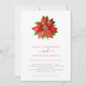 Mariage de Noël Single Red Poinsettia Invitation (Devant)