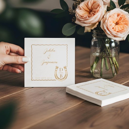 Mariage de nom et monogramme de fer à cheval rusti