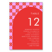 Mariage de noms de cartes de sièges rose et rouge  (Dos)