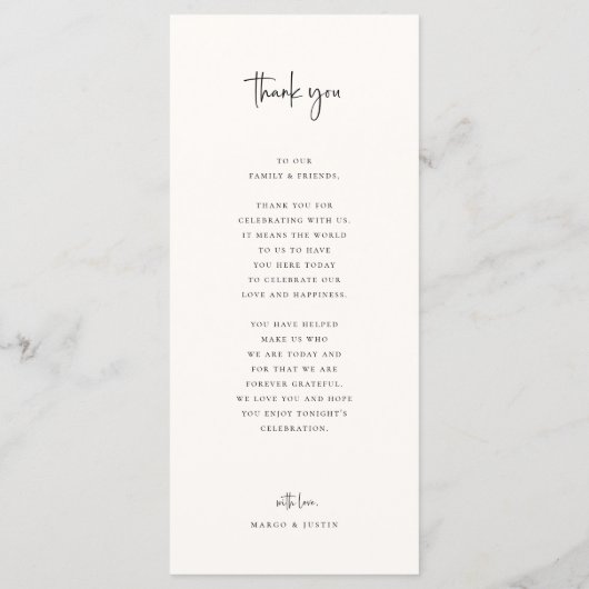 Mariage de palmiers tropicaux Menu et Merci (Dos)