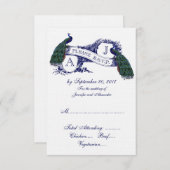Mariage de paon bleu marine RSVP (Devant / Derrière)
