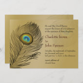 mariage de paon or Invitations (Devant / Derrière)