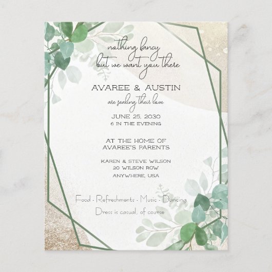 Mariage de papier Décontracté à trame Eucalyptus (Devant)