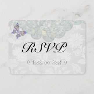 Mariage de papillon et dentelle RSVP Matte 3,5 po